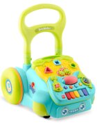 Ricokids Antepremergator educational multifunctional 2in1 Walker Car Turcoaz cu panou interactiv detasabilpianangrenaje mobilezornaitoriroti cu blocare