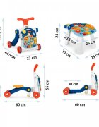 Ricokids Antepremergator educational transformabil 4 in 1 Albastru cu panou interactiv detasabiltransformabil in masuta de activitativehicul fara pedale sau trotineta33 melodiivolum reglabil