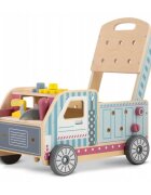 Ricokids Antepremergator Tool Truck din lemn tip atelier auto mobil cu activitatitabla neagrarotite cu angrenajuneltesuruburi si piulitedimensiune 40x28x43 cm
