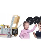 Ricokids Antepremergator Tool Truck din lemn tip atelier auto mobil cu activitatitabla neagrarotite cu angrenajuneltesuruburi si piulitedimensiune 40x28x43 cm