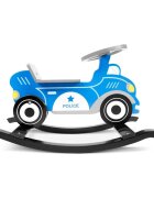 Ricokids Balansoar din lemn pentru copii Masina de politie Albastru cu volanscaun cu spatarconstructie usoara si robustavopsea non toxica