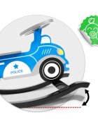 Ricokids Balansoar din lemn pentru copii Masina de politie Albastru cu volanscaun cu spatarconstructie usoara si robustavopsea non toxica