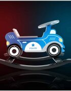 Ricokids Balansoar din lemn pentru copii Masina de politie Albastru cu volanscaun cu spatarconstructie usoara si robustavopsea non toxica
