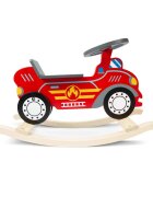 Ricokids Balansoar din lemn pentru copii Masina de pompieri Rosu cu volanscaun cu spatarconstructie usoara si robustavopsea non toxica