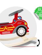 Ricokids Balansoar din lemn pentru copii Masina de pompieri Rosu cu volanscaun cu spatarconstructie usoara si robustavopsea non toxica