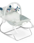 Ricokids Balansoar multifunctional cu vibratii Grey cu pernuta detasabilaarcada cu jucarii fosnaitoarehusa detasabilabaza antiderapanta si centuri de sigurantapana la 18 kg