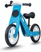 Ricokids Bicicleta copii din lemn fara pedale Albastru 12 inch roti spuma EVA de la 2 ani inaltimea scaunului 33-43 cm manere cauciucate scaun moale din spuma