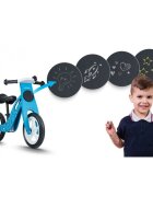 Ricokids Bicicleta copii din lemn fara pedale Albastru 12 inch roti spuma EVA de la 2 ani inaltimea scaunului 33-43 cm manere cauciucate scaun moale din spuma