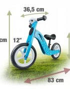 Ricokids Bicicleta copii din lemn fara pedale Albastru 12 inch roti spuma EVA de la 2 ani inaltimea scaunului 33-43 cm manere cauciucate scaun moale din spuma