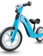 Ricokids Bicicleta copii din lemn fara pedale Albastru 12 inch roti spuma EVA de la 2 ani inaltimea scaunului 33-43 cm manere cauciucate scaun moale din spuma