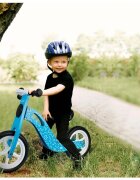 Ricokids Bicicleta copii din lemn fara pedale Albastru 12 inch roti spuma EVA de la 2 ani inaltimea scaunului 33-43 cm manere cauciucate scaun moale din spuma