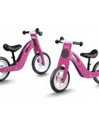 Ricokids Bicicleta copii din lemn fara pedale Roz roti spuma EVA de la 2 ani inaltimea scaunului 33-43 cm manere cauciucate scaun moale din spuma