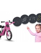 Ricokids Bicicleta copii din lemn fara pedale Roz roti spuma EVA de la 2 ani inaltimea scaunului 33-43 cm manere cauciucate scaun moale din spuma