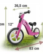 Ricokids Bicicleta copii din lemn fara pedale Roz roti spuma EVA de la 2 ani inaltimea scaunului 33-43 cm manere cauciucate scaun moale din spuma