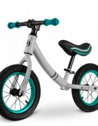 Ricokids Bicicleta copii fara pedale 760100 turcoaz-gri 12 inch scaun moale din spuma si reglabil pe inaltime roti gonflabile manere cauciucate cu opritoare