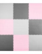 Ricokids Covoras de joaca puzzle 180 x 180 cm RozGri cu 9pieserealizat din spuma EVA inodoraantiderapantrezistent la apausor de curatatconfiguratii multipleutilizare cresegradinite