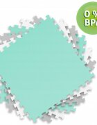 Ricokids Covoras de joaca puzzle 180 x 180 cm TurcoazGri cu 9pieserealizat din spuma EVA inodoraantiderapantrezistent la apausor de curatatconfiguratii multipleutilizare cresegradinite