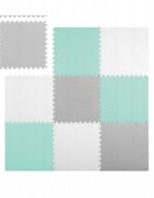 Ricokids Covoras de joaca puzzle 180 x 180 cm TurcoazGri cu 9pieserealizat din spuma EVA inodoraantiderapantrezistent la apausor de curatatconfiguratii multipleutilizare cresegradinite