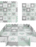 Ricokids Covoras puzzle multifunctional pentru copii 151x151 cm GriMenta din spuma EVA inodora 16 piese cu doua fetetermoizolantantiderapantconstructie in configuratii multiple