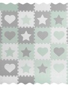 Ricokids Covoras puzzle multifunctional pentru copii 151x151 cm GriMenta din spuma EVA inodora 16 piese cu doua fetetermoizolantantiderapantconstructie in configuratii multiple