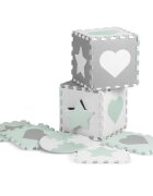 Ricokids Covoras puzzle multifunctional pentru copii 151x151 cm GriMenta din spuma EVA inodora 16 piese cu doua fetetermoizolantantiderapantconstructie in configuratii multiple