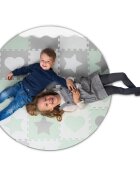 Ricokids Covoras puzzle multifunctional pentru copii 151x151 cm GriMenta din spuma EVA inodora 16 piese cu doua fetetermoizolantantiderapantconstructie in configuratii multiple