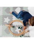 Ricokids Covoras puzzle multifunctional pentru copii 151x151 cm GriMenta din spuma EVA inodora 16 piese cu doua fetetermoizolantantiderapantconstructie in configuratii multiple