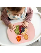 Ricokids Farfurie compartimentata Iepuras Roz cu capac din silicon fara bpapotrivit pentru masina de vase si microunde