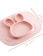 Ricokids Farfurie compartimentata Iepuras Roz cu capac din silicon fara bpapotrivit pentru masina de vase si microunde