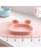 Ricokids Farfurie compartimentata Iepuras Roz cu capac din silicon fara bpapotrivit pentru masina de vase si microunde