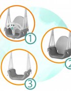 Ricokids Leagan de gradina convertibil 3in1 pentru copii Elefant GriAlb utilizare interiorexterior cu bara de protectie si spatar detasabilefranghii cu dimensiune reglabilasezut ergonomicsarcina maxima 30 kg