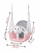 Ricokids Leagan de gradina convertibil 3in1 pentru copii Ursulet RozAlb utilizare interiorexterior cu bara de protectie si spatar detasabilefranghii cu dimensiune reglabilasezut ergonomicsarcina maxima 30 kg