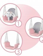 Ricokids Leagan de gradina convertibil 3in1 pentru copii Ursulet RozAlb utilizare interiorexterior cu bara de protectie si spatar detasabilefranghii cu dimensiune reglabilasezut ergonomicsarcina maxima 30 kg
