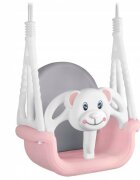 Ricokids Leagan de gradina convertibil 3in1 pentru copii Ursulet RozAlb utilizare interiorexterior cu bara de protectie si spatar detasabilefranghii cu dimensiune reglabilasezut ergonomicsarcina maxima 30 kg