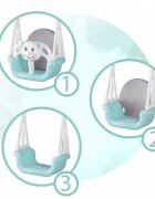Ricokids Leagan de gradina convertibil 3in1 pentru copii Ursulet TurcoazAlb utilizare interiorexterior cu bara de protectie si spatar detasabilefranghii cu dimensiune reglabilasezut ergonomicsarcina maxima 30 kg