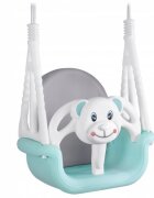 Ricokids Leagan de gradina convertibil 3in1 pentru copii Ursulet TurcoazAlb utilizare interiorexterior cu bara de protectie si spatar detasabilefranghii cu dimensiune reglabilasezut ergonomicsarcina maxima 30 kg