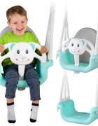 Ricokids Leagan de gradina convertibil 3in1 pentru copii Ursulet TurcoazAlb utilizare interiorexterior cu bara de protectie si spatar detasabilefranghii cu dimensiune reglabilasezut ergonomicsarcina maxima 30 kg