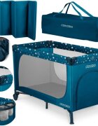 Ricokids Patut pliabil cu un nivel pentru copii pliere compactausa de acces cu fermoarroti cu franehusa transport si saltea pliabila incluse Bleumarin