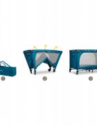 Ricokids Patut pliabil cu un nivel pentru copii pliere compactausa de acces cu fermoarroti cu franehusa transport si saltea pliabila incluse Bleumarin