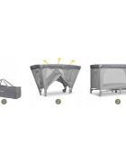 Ricokids Patut pliabil cu un nivel pentru copii pliere compactausa de acces cu fermoarroti cu franehusa transport si saltea pliabila incluse Gri