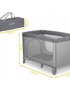 Ricokids Patut pliabil cu un nivel pentru copii pliere compactausa de acces cu fermoarroti cu franehusa transport si saltea pliabila incluse Gri