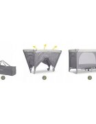 Ricokids Patut pliabil cu un nivel pentru copii pliere compactausa de acces cu fermoarroti cu franehusa transport si saltea pliabila incluse Gri deschis