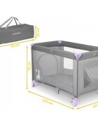 Ricokids Patut pliabil cu un nivel pentru copii pliere compactausa de acces cu fermoarroti cu franehusa transport si saltea pliabila incluse Gri Lavanda