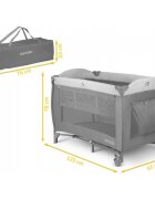 Ricokids Patut pliabil RK-242 gri cu intrare laterala bara de jucarii organizator si plasa de insecte