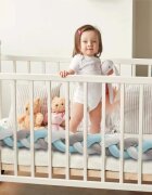 Ricokids Protectie laterala impletita pentru patut cu umplutura antialergica 2metri din plus AlbastruGri