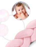 Ricokids Protectie laterala impletita pentru patut cu umplutura antialergica 3metri din plus Roz deschis