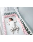 Ricokids Protectie laterala impletita pentru patut cu umplutura antialergica 3metri din plus Roz deschis
