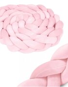 Ricokids Protectie laterala impletita pentru patut cu umplutura antialergica 3metri din plus Roz deschis