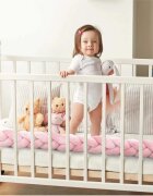 Ricokids Protectie laterala impletita pentru patut cu umplutura antialergica 3metri din plus Roz deschis