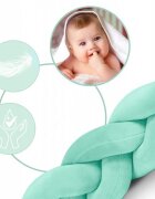 Ricokids Protectie laterala impletita pentru patut Mint 3metriinaltime 11.5 cm din plus cu umplutura antialergica